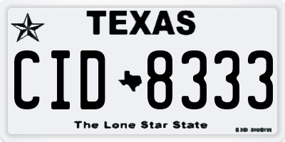 TX license plate CID8333