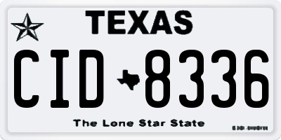TX license plate CID8336