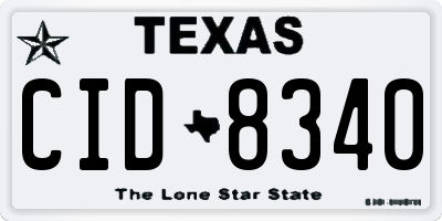 TX license plate CID8340