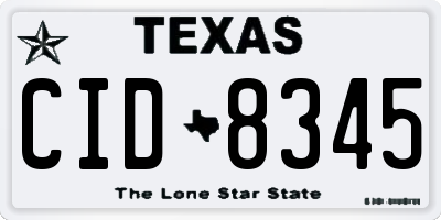 TX license plate CID8345