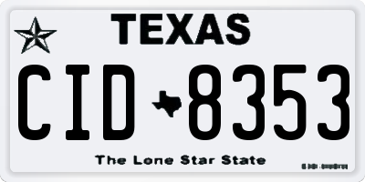 TX license plate CID8353