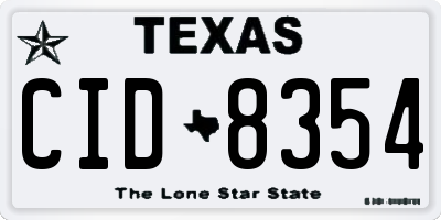 TX license plate CID8354