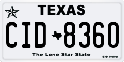 TX license plate CID8360