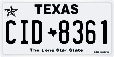 TX license plate CID8361