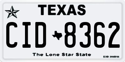 TX license plate CID8362