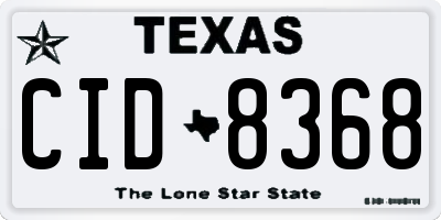 TX license plate CID8368