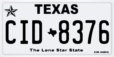 TX license plate CID8376