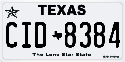 TX license plate CID8384