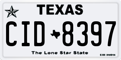 TX license plate CID8397