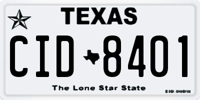 TX license plate CID8401