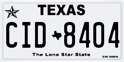 TX license plate CID8404