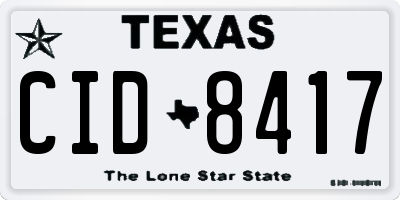 TX license plate CID8417