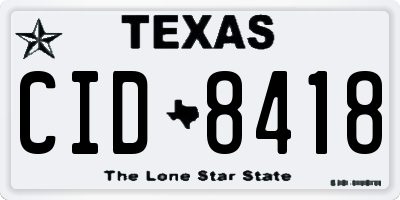 TX license plate CID8418
