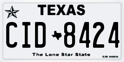 TX license plate CID8424