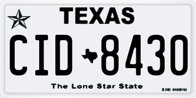 TX license plate CID8430