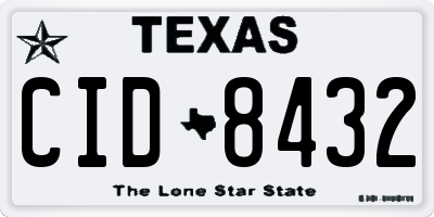 TX license plate CID8432