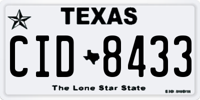 TX license plate CID8433