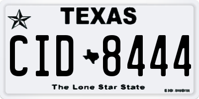 TX license plate CID8444