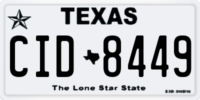 TX license plate CID8449