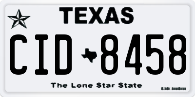 TX license plate CID8458