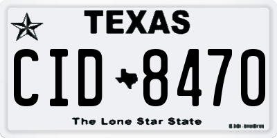 TX license plate CID8470