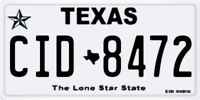 TX license plate CID8472