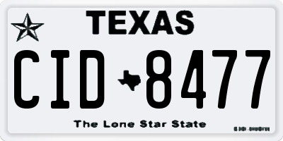 TX license plate CID8477