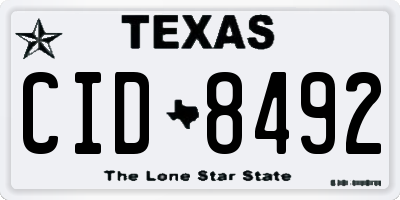 TX license plate CID8492