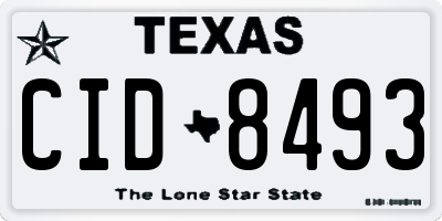 TX license plate CID8493