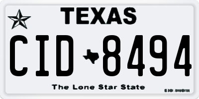 TX license plate CID8494