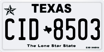 TX license plate CID8503