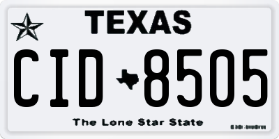 TX license plate CID8505