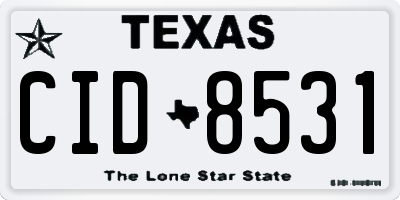 TX license plate CID8531
