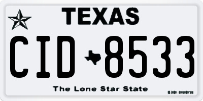 TX license plate CID8533