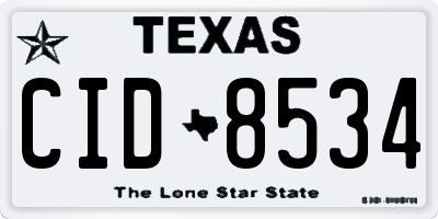 TX license plate CID8534