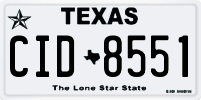 TX license plate CID8551