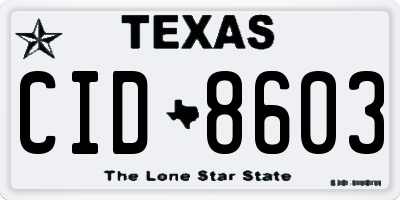 TX license plate CID8603