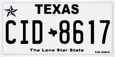 TX license plate CID8617