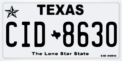 TX license plate CID8630