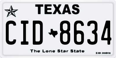 TX license plate CID8634