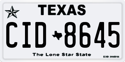 TX license plate CID8645