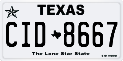 TX license plate CID8667