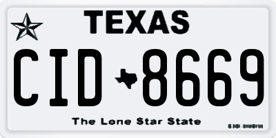 TX license plate CID8669