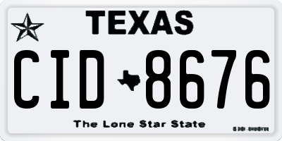 TX license plate CID8676