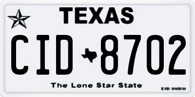 TX license plate CID8702