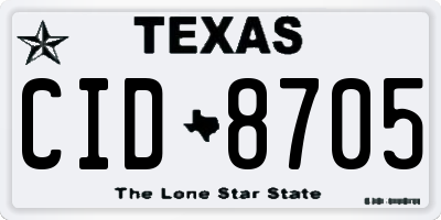 TX license plate CID8705