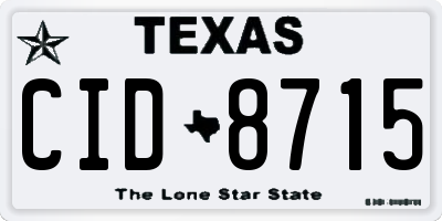 TX license plate CID8715