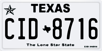 TX license plate CID8716