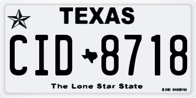TX license plate CID8718