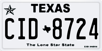 TX license plate CID8724